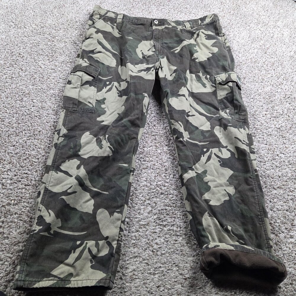 Wrangler Pants Mens 42x30 Fleece Lined Hiking Outdoors Camo Cargo
